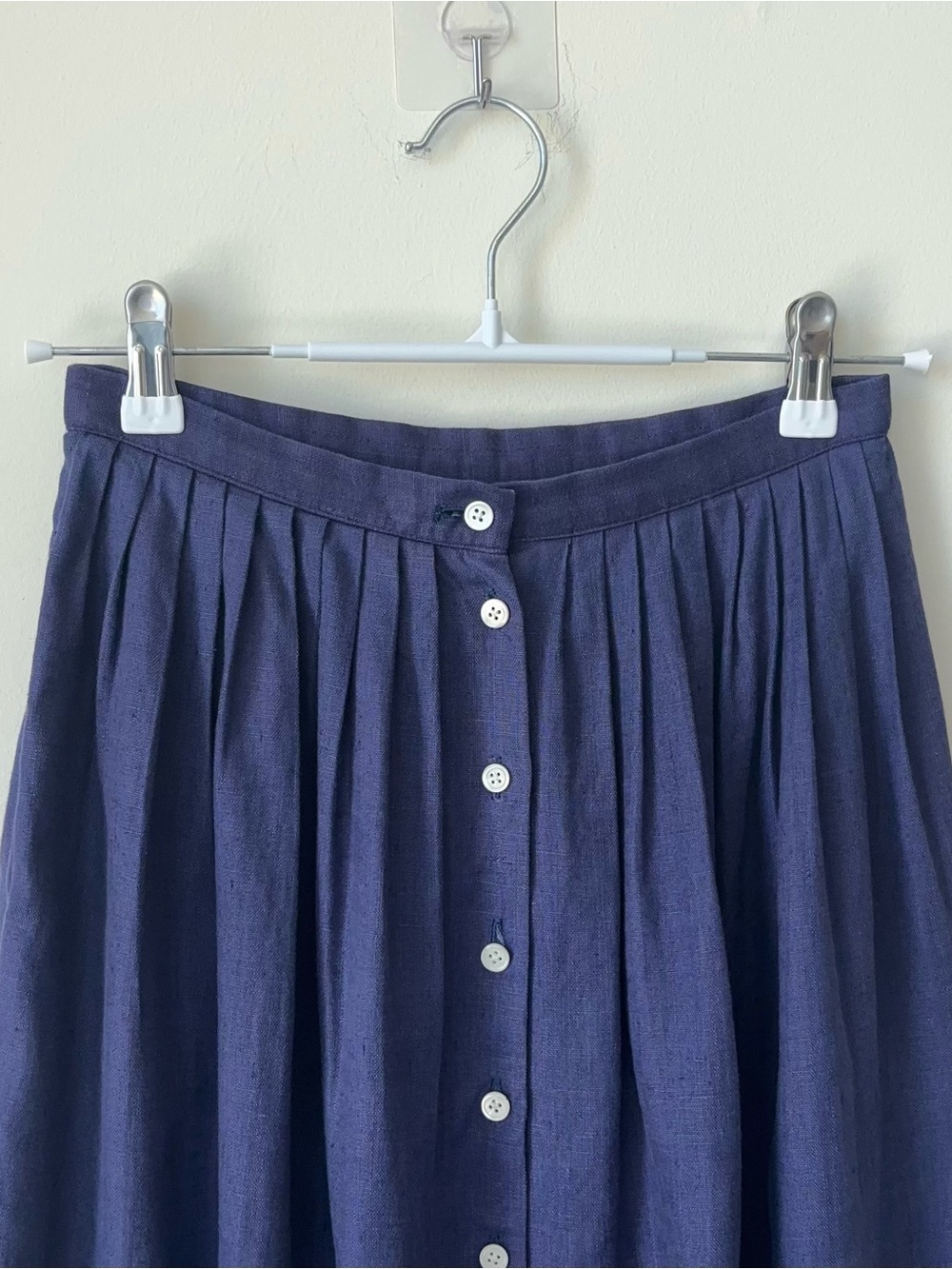 Vintage Ralph Lauren 100% Hemp Skirt Japan Exclusive 80s Indigo Blue Pleated
